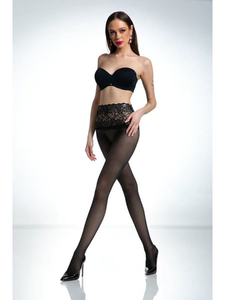Amour Naked schwarze Strumpfhose mit Spitze in der Taille