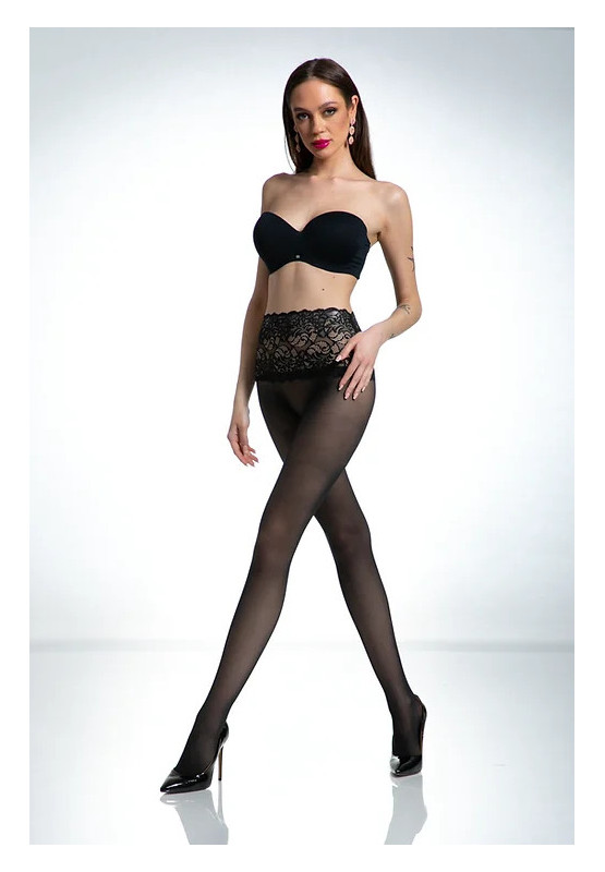 Amour Naked schwarze Strumpfhose mit Spitze in der Taille