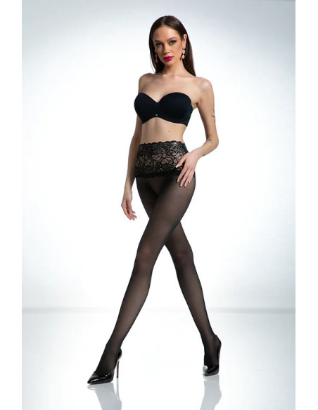 Amour Naked schwarze Strumpfhose mit Spitze in der Taille
