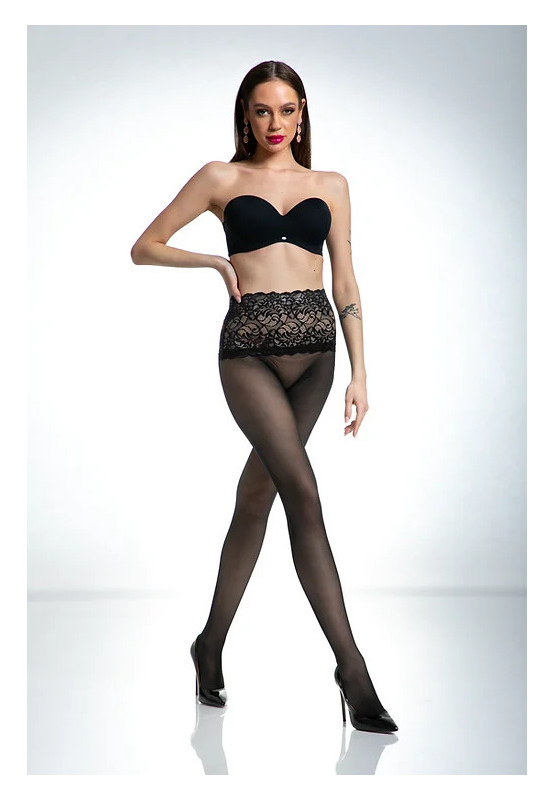 Amour Naked schwarze Strumpfhose mit Spitze in der Taille