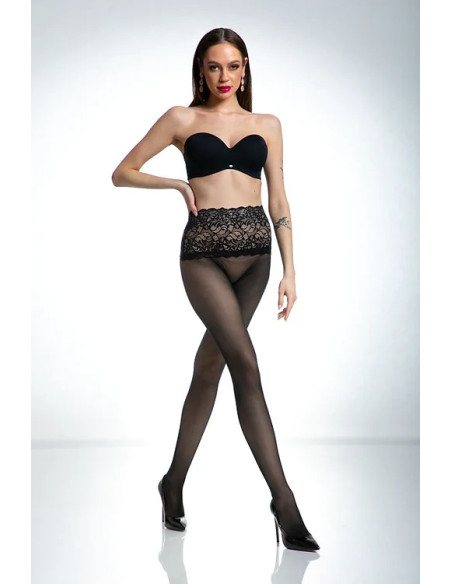 Amour Naked schwarze Strumpfhose mit Spitze in der Taille
