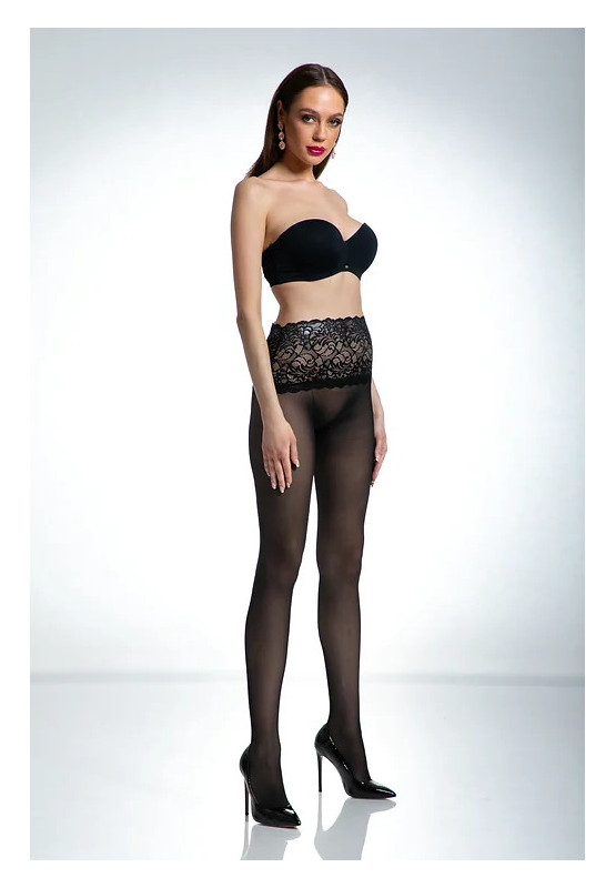 Amour Naked schwarze Strumpfhose mit Spitze in der Taille