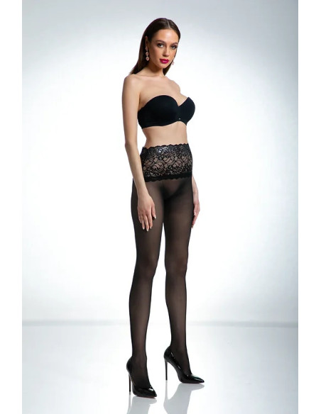Amour Naked schwarze Strumpfhose mit Spitze in der Taille