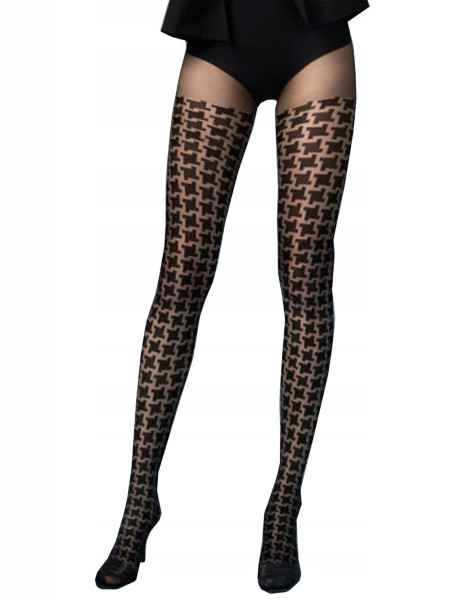 Fiore Mulinetto schwarz gemusterte Strumpfhose 20 DEN