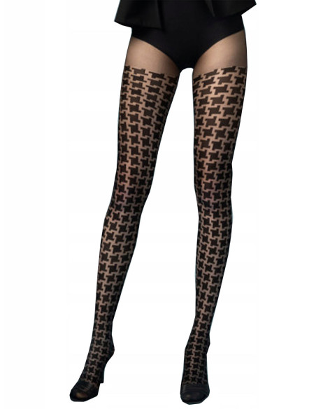 Fiore Mulinetto schwarz gemusterte Strumpfhose 20 DEN