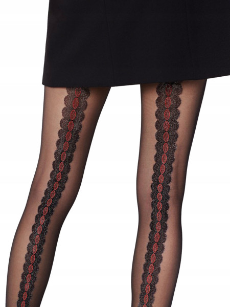 Fiore Corallo Damenstrumpfhose, rote Naht, 20 den