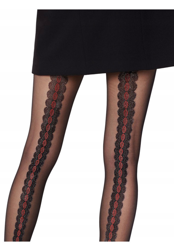 Fiore Corallo Damenstrumpfhose, rote Naht, 20 den