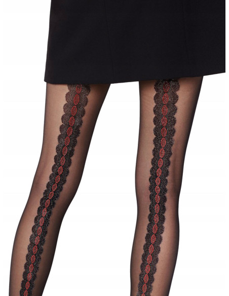 Fiore Corallo Damenstrumpfhose, rote Naht, 20 den