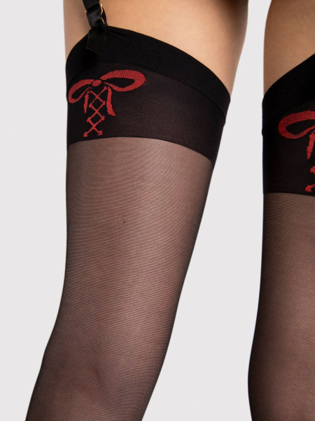 Strümpfe für den Gürtel mit roter Schleife 20den Fiore 2