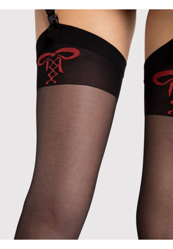Strümpfe für den Gürtel mit roter Schleife 20den Fiore