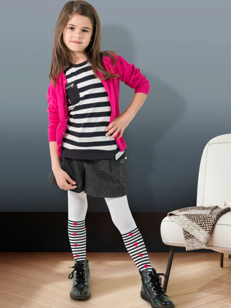 Kinderstrumpfhose Camila mit Herzstreifen, 40 den