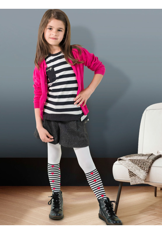 Kinderstrumpfhose Camila mit Herzstreifen, 40 den
