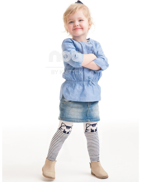 NOQ Katzenstrumpfhose für Kinder, Katze am Knie