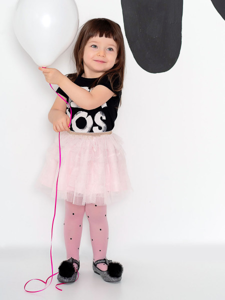 Gepunktete Kinderstrumpfhose, 40 den, Schleife