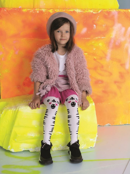 Weiße Strumpfhose für Mädchen mit Zebramuster Zappa 40 den