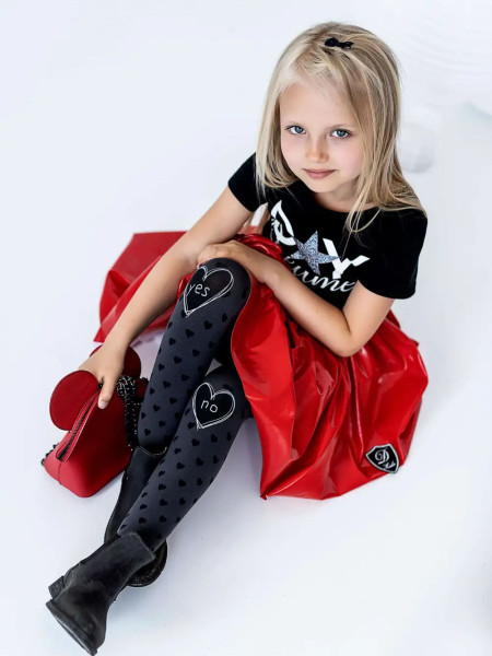 NOQ Kinderstrumpfhose mit Herzen, 40 DEN