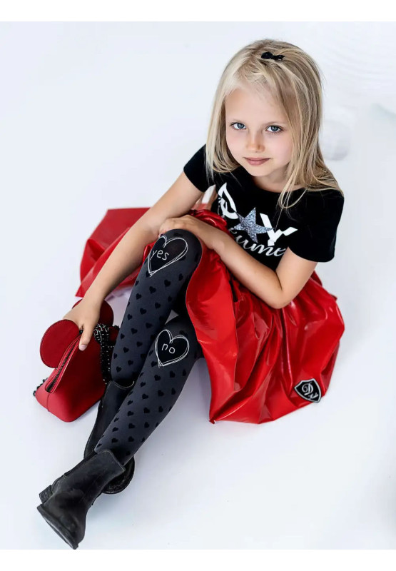 NOQ Kinderstrumpfhose mit Herzen, 40 DEN
