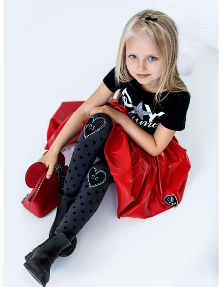 NOQ Kinderstrumpfhose mit Herzen, 40 DEN